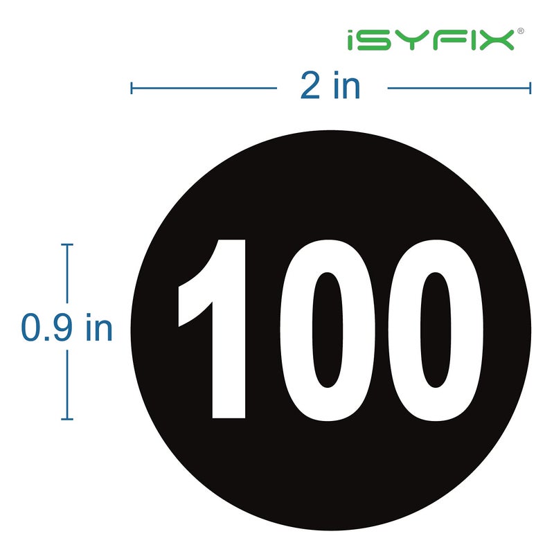iSYFIX Black Consecutive Number Stickers â€“ 1 to 100, 2-inch, 1 Set â€“ Vinyl Self Adhesive Premium Decal, Ideal for Inventory, Storage, Organizing, Boxes, Bins, Toolbox, Lockers & More, Indoor/Outdoor - Image 2